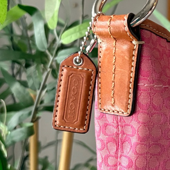 Vintage Y2K Coach Pink and Tan Hobo Monogram Bag - Picture 8 of 8